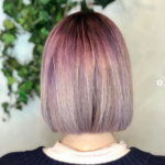 Pink to silver Balayage bob