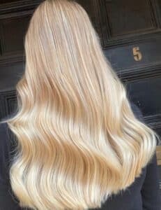 Full head of highlights on long hair