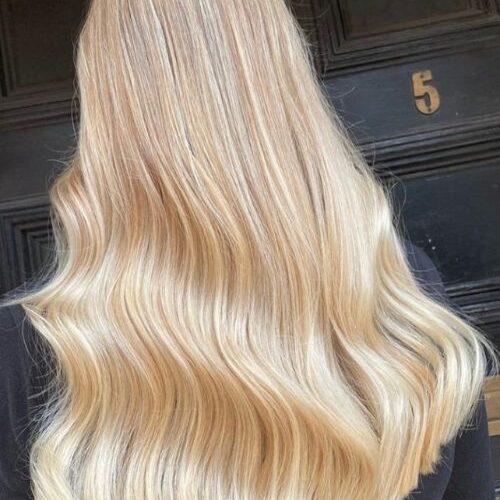 Full head of highlights on long hair